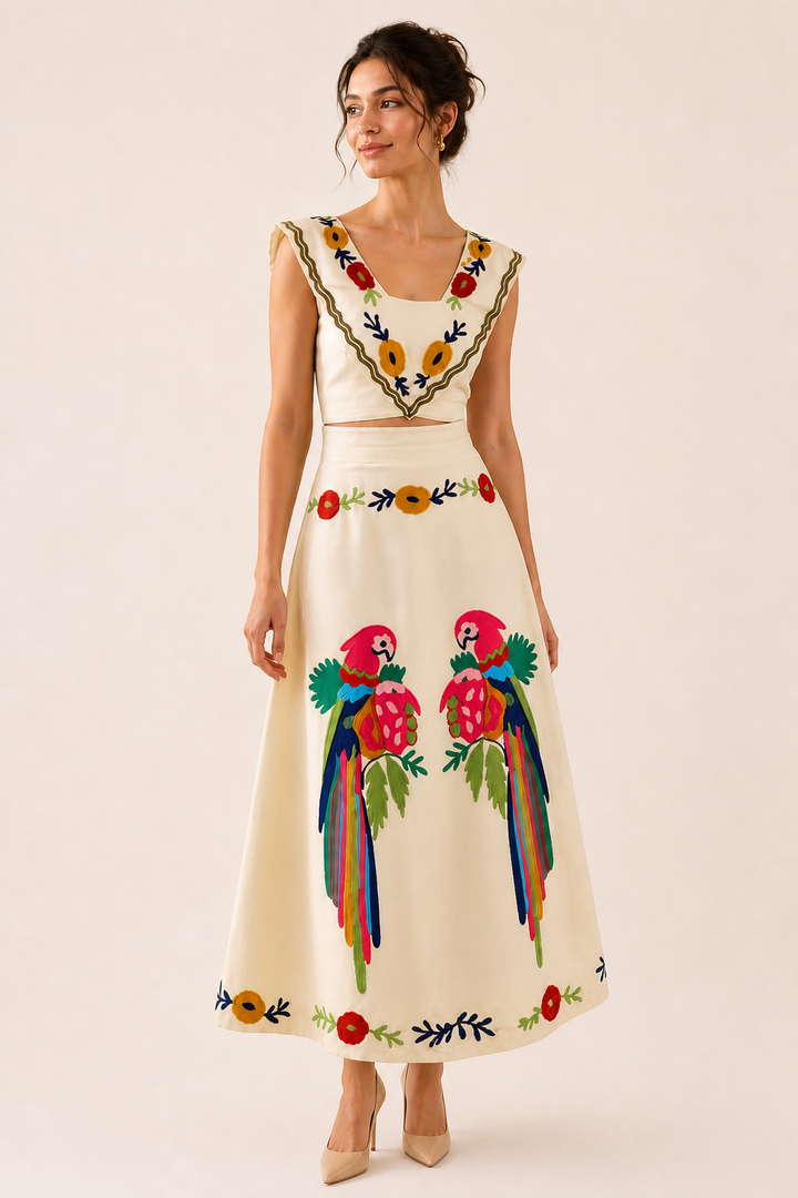 Damesset tropische print korte rok lange rok zomer - Kimberly