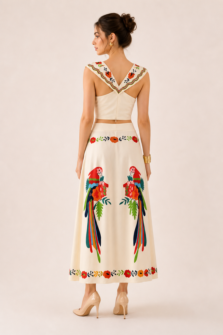 Damesset tropische print korte rok lange rok zomer - Kimberly