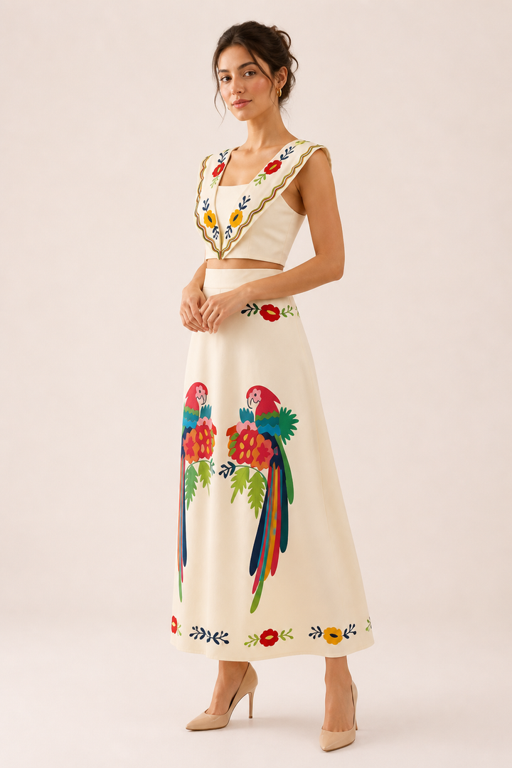 Damesset tropische print korte rok lange rok zomer - Kimberly