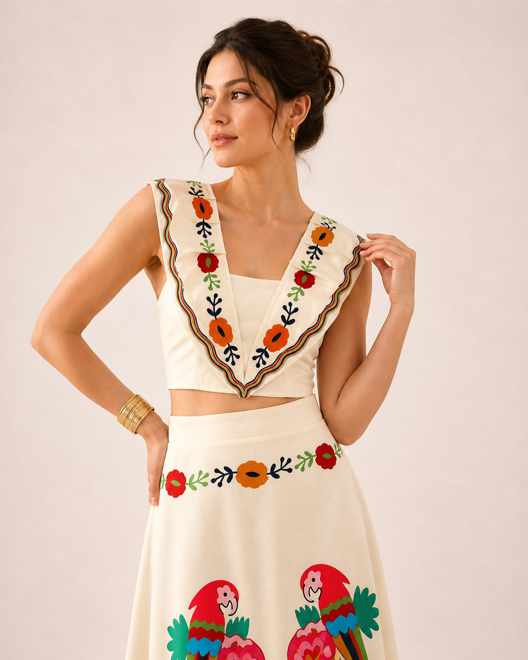 Damesset tropische print korte rok lange rok zomer - Kimberly