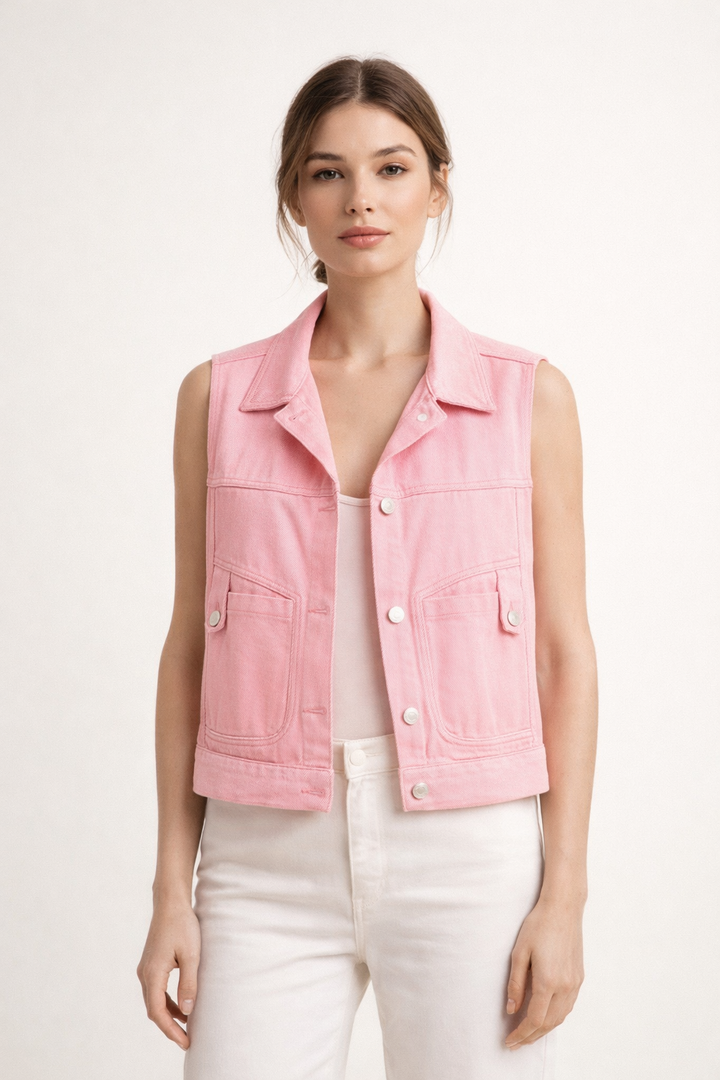 Damesgilet in korte denim lentestijl - Victoria