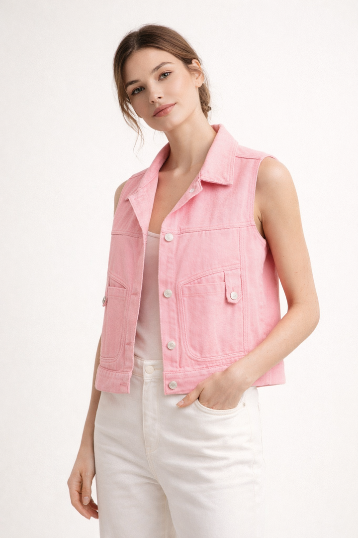 Damesgilet in korte denim lentestijl - Victoria