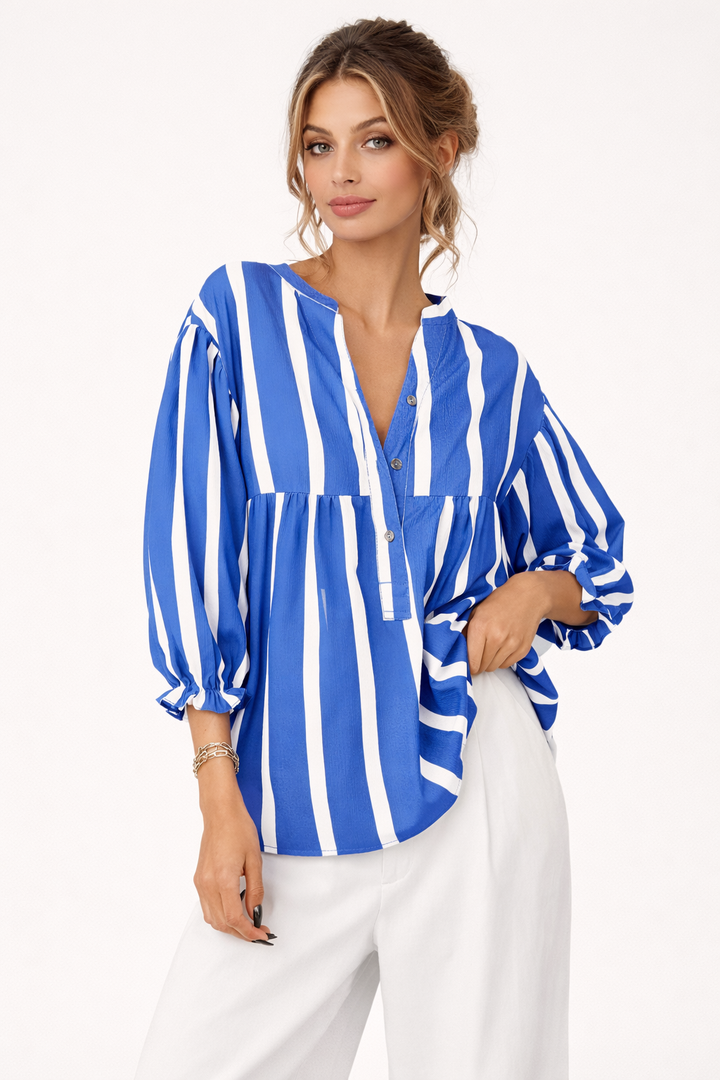 Gestreepte damesblouse met wijde mouwen - Elena