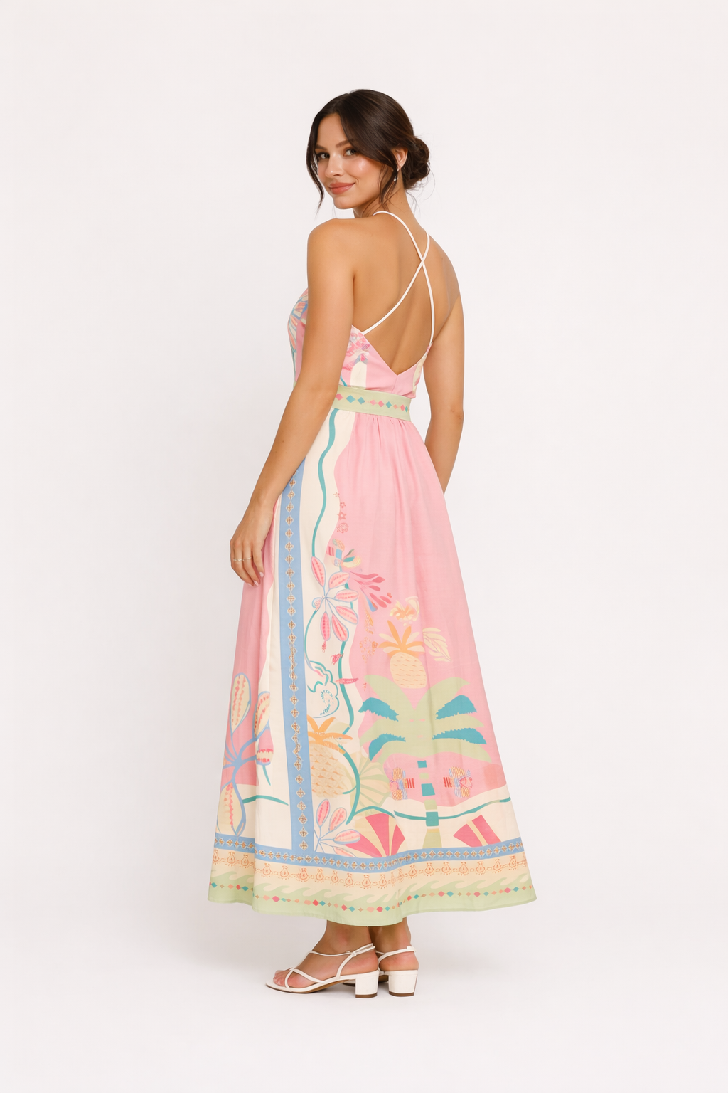 Valentina lange halterjurk met print voor dames - Valentina