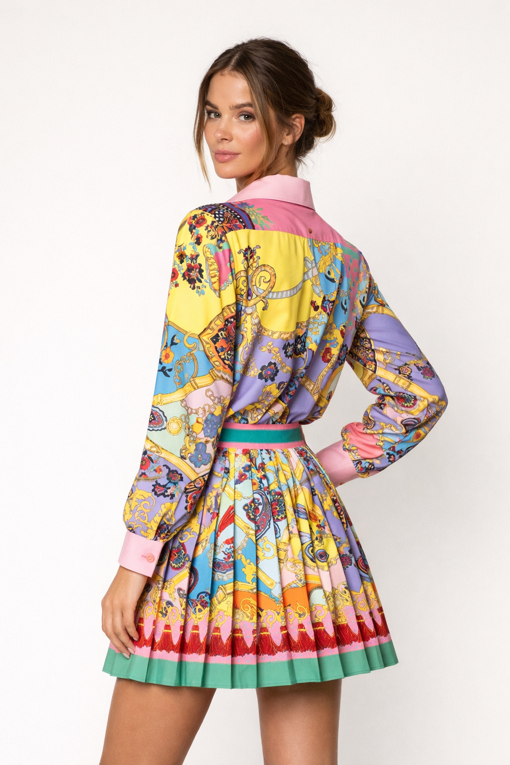 Damesset met plooirok en print - Bianca