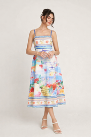 Beige/blauwe print