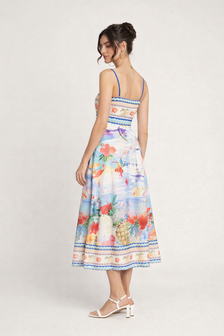 Lentezomer midi-jurk met bloemenprint - Mirela