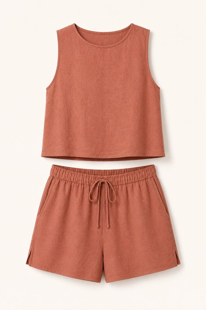 Dames zomerset mouwloos topje en korte broek - Anika