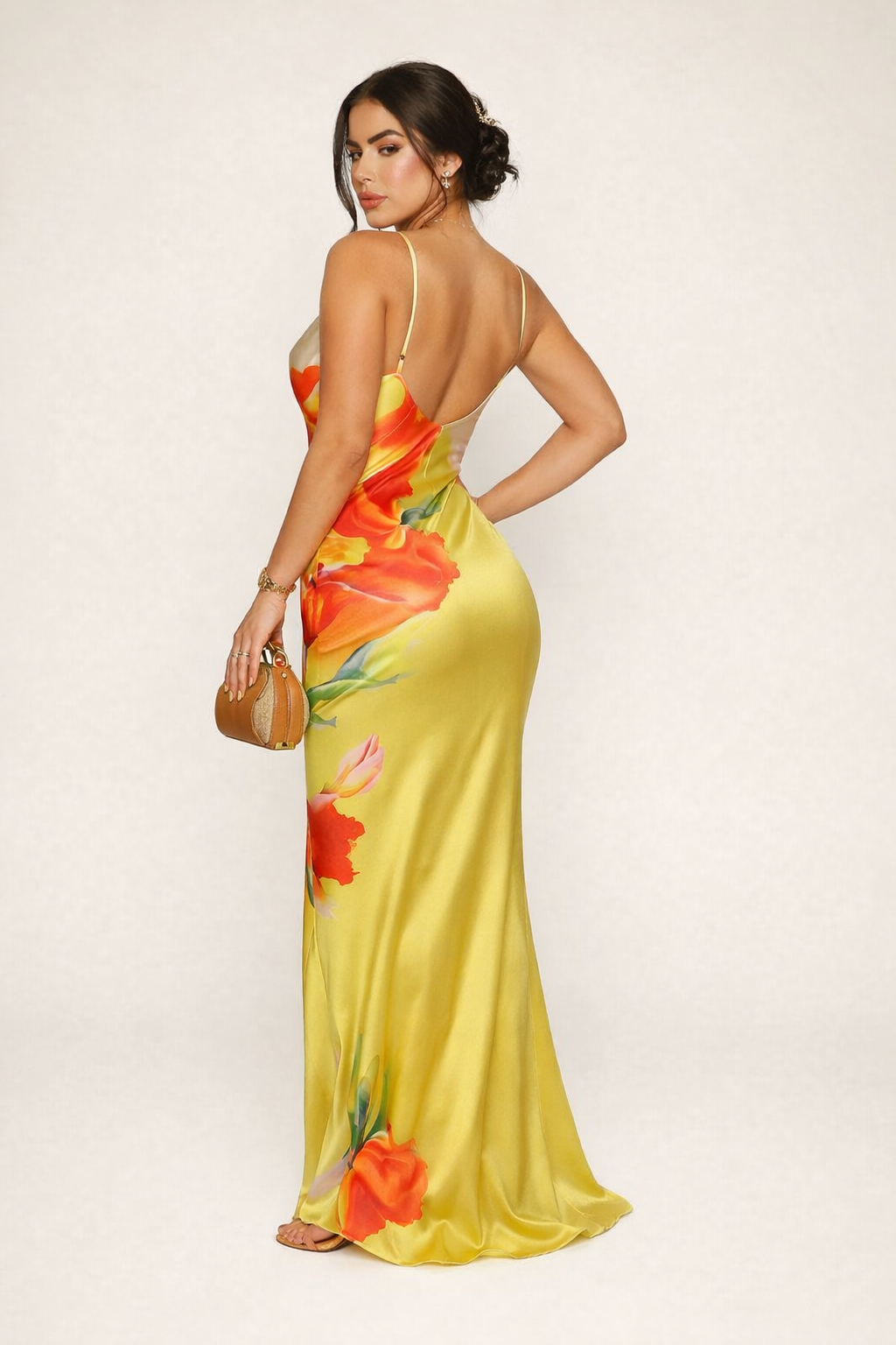 Lange jurk met bloemenprint en bandjes voor dames - Anneliese