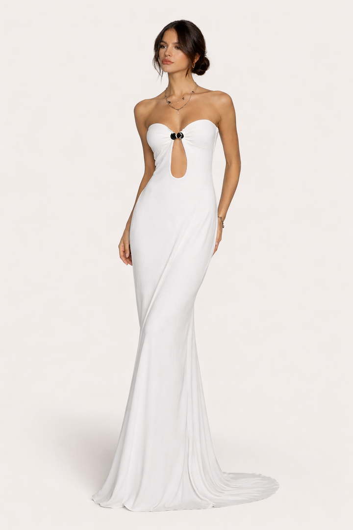 Strapless lange jurk met split voor dames - Jill