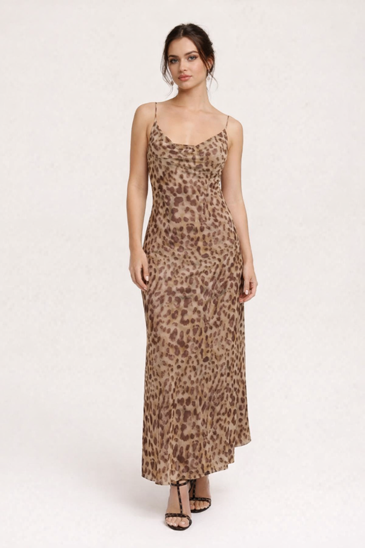 Maxi-jurk met luipaardprint voor dames - Brunhilde