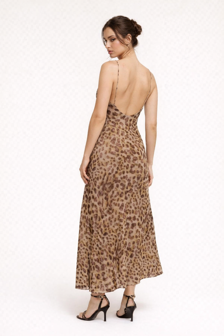 Maxi-jurk met luipaardprint voor dames - Brunhilde