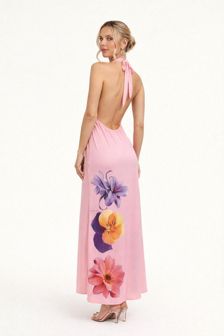 Halter maxi-jurk met diepe halslijn voor dames - Hannelore