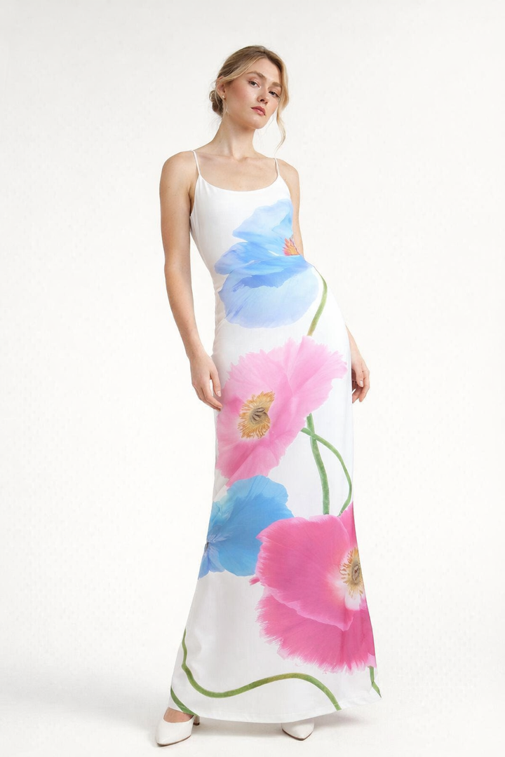 Grote maxi jurk met bloemenprint voor dames - Adelheid