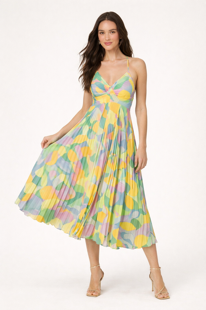 Lichte en frisse midi-jurk voor dames met dunne bandjes - Aranza