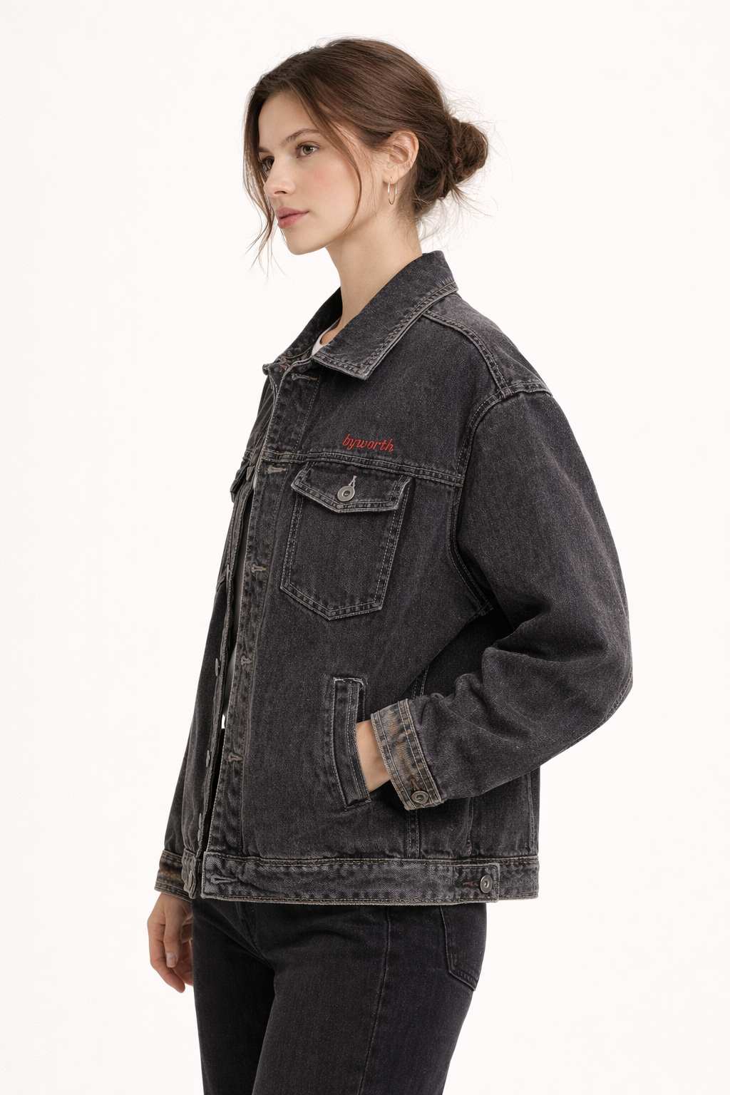 Damesjas van klassieke denim met knoopsluiting - Hildegard