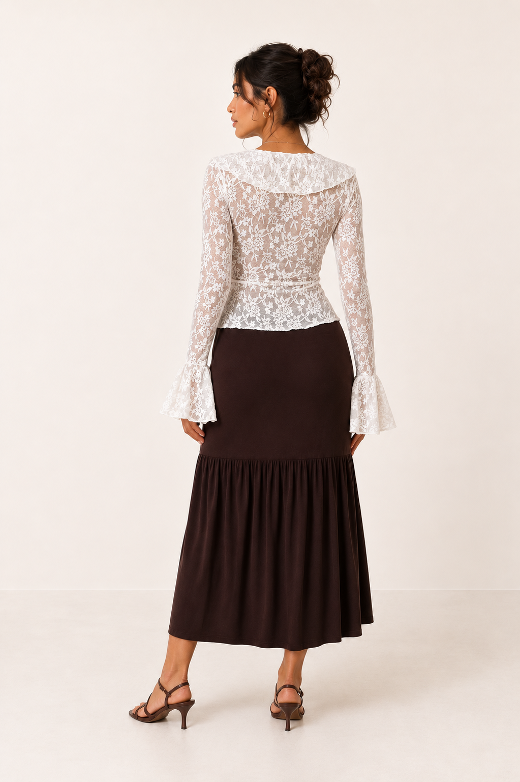Damesblouse met kanten ruches - Helena