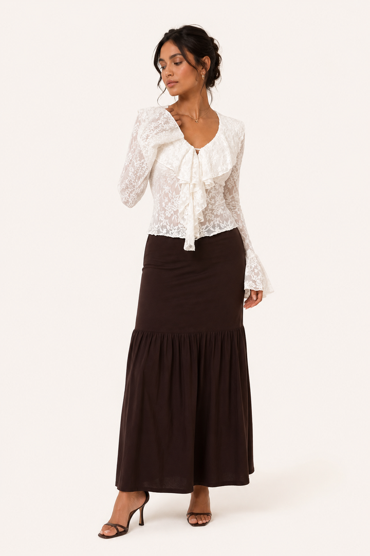 Damesblouse met kanten ruches - Helena