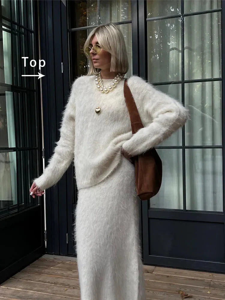 Gebreide damesset met zachte textuur - Eliane