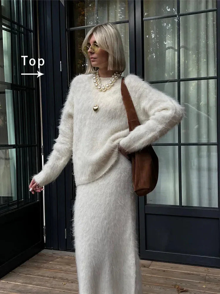 Gebreide damesset met zachte textuur - Eliane