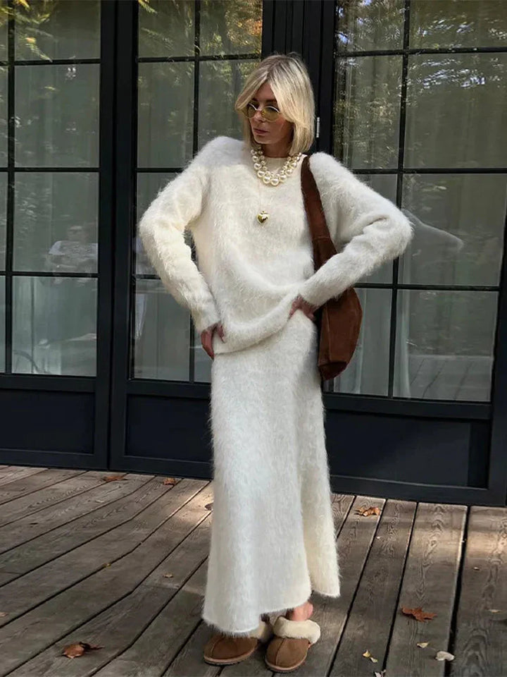 Gebreide damesset met zachte textuur - Eliane