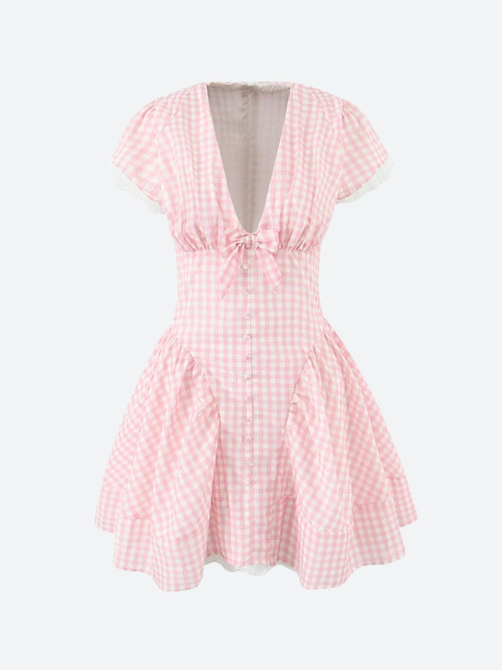 Dames mini jurk met V-hals - Ylvaine