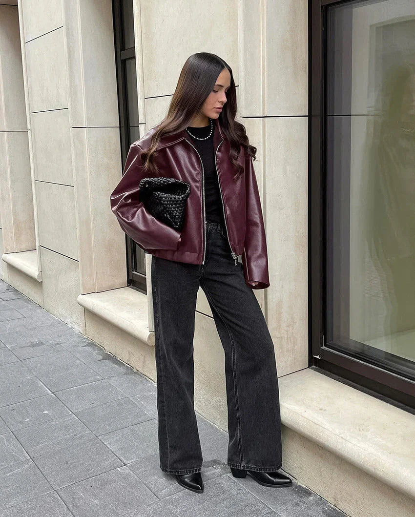 Damesjack met veganistisch leren effect - Maelle