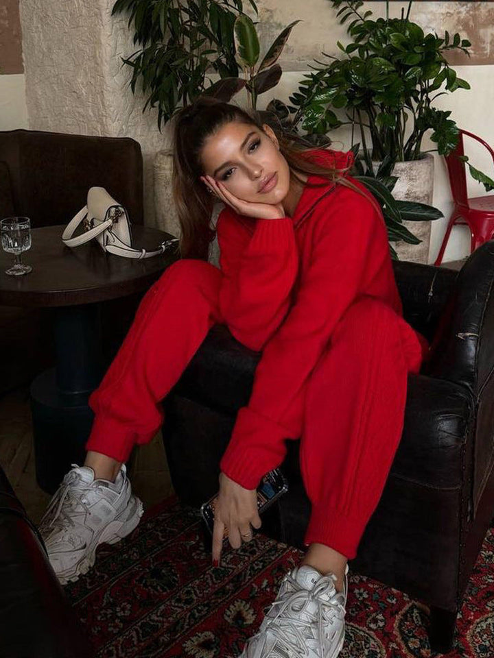 Gebreide damesloungeset met capuchon - Alessia