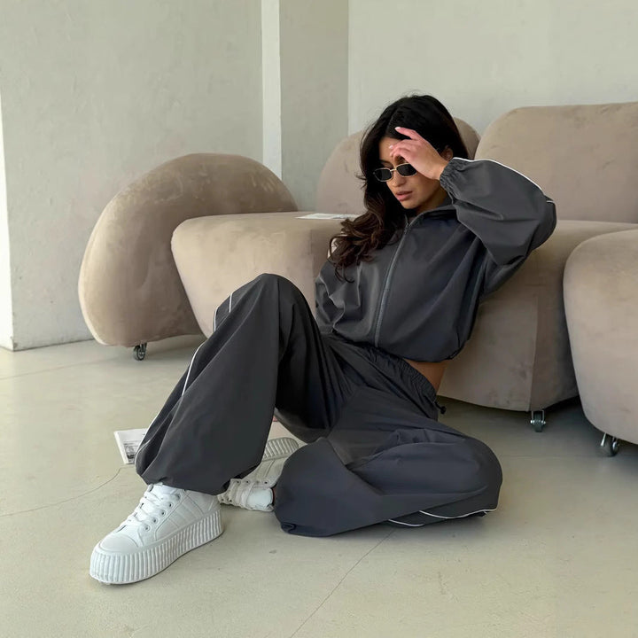 Sportief setje met jasje en wijde broek - Giada