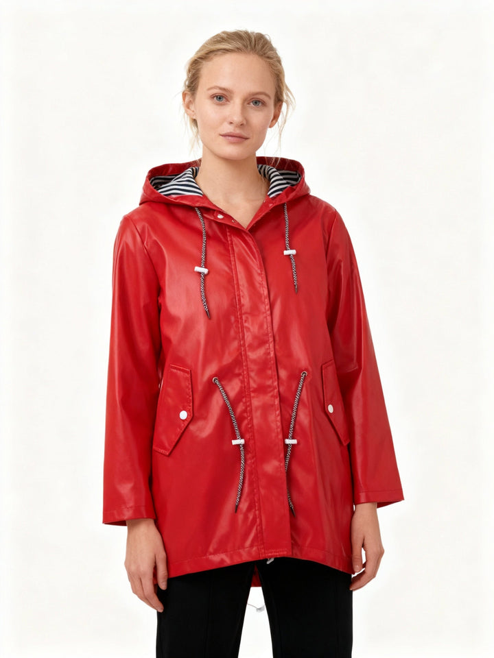 Waterdichte damesjas in recht silhouet met capuchon - Alvindra