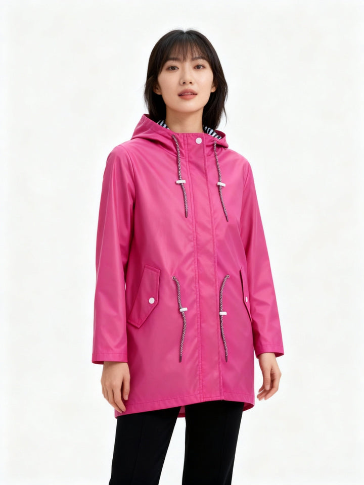 Waterdichte damesjas in recht silhouet met capuchon - Alvindra