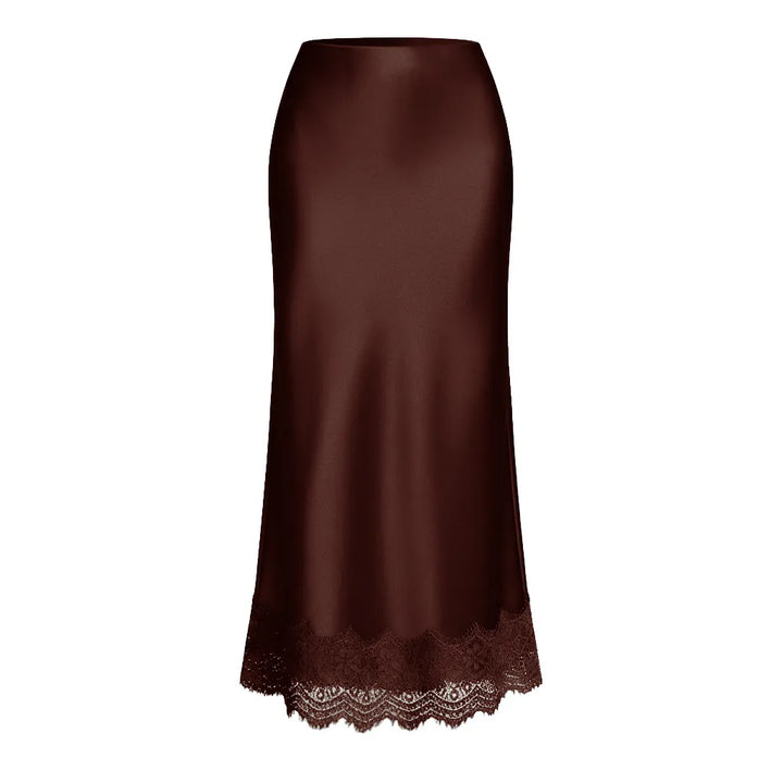 Vrouwen maxirok effen afwerking kant detail elegante stijl - Mireya