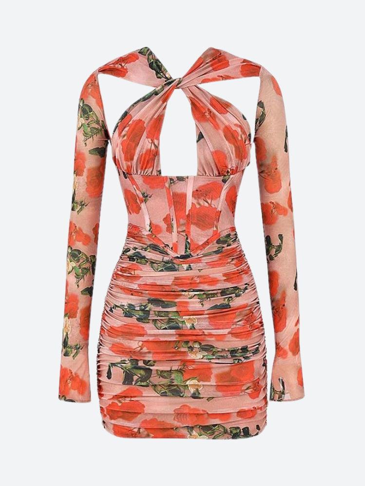 Korte damesjurk met halsuitsnijding voor - Yrsa