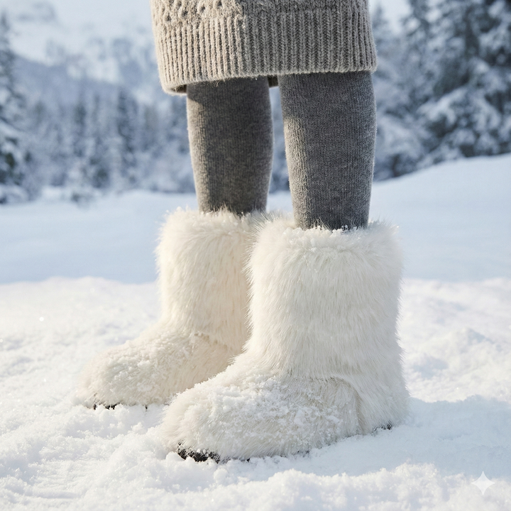 Winterlaarzen voor dames met pluchen bovendeel en comfortabele sleehak - Kavira
