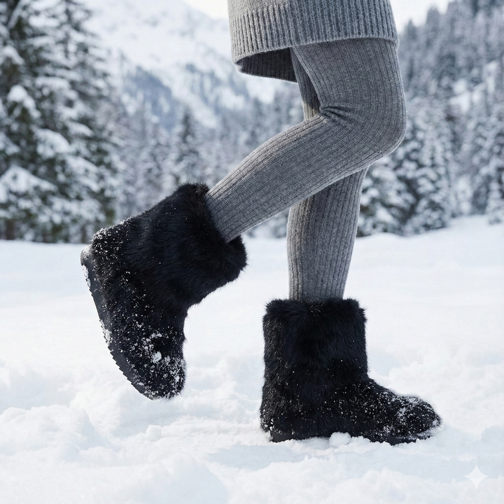 Winterlaarzen voor dames met pluchen bovendeel en comfortabele sleehak - Kavira