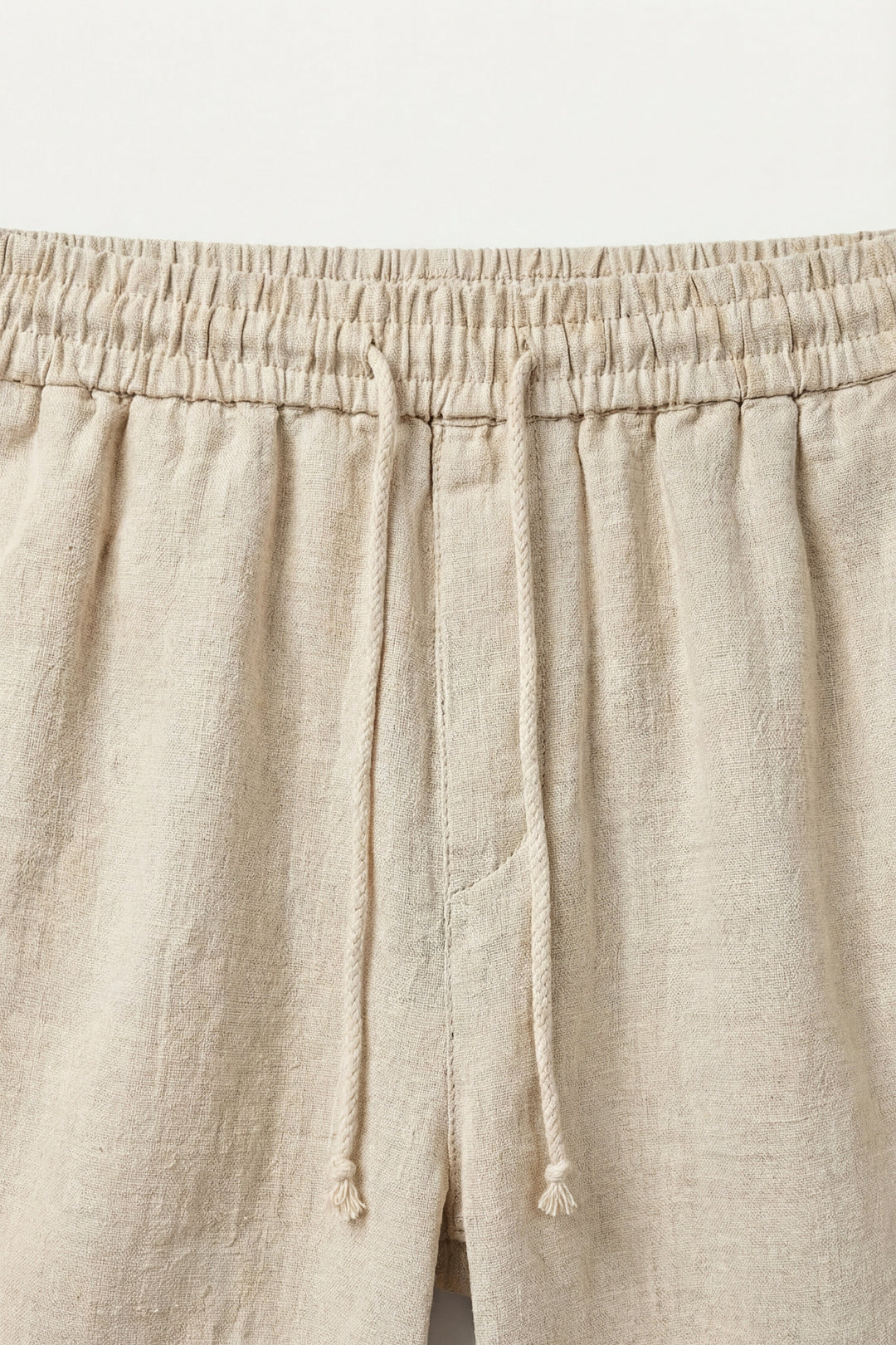 Linnen korte broek met elastische tailleband en koord voor heren - Lecce