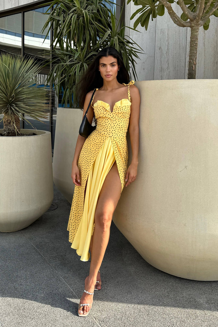 Stefania - Lange maxi-jurk met V-halslijn