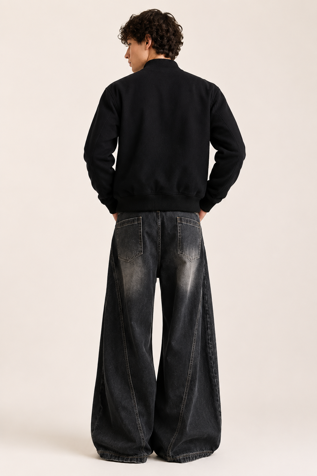 Baggy herenjeans met extra wijde pijpen en een versleten waseffect - Anselm