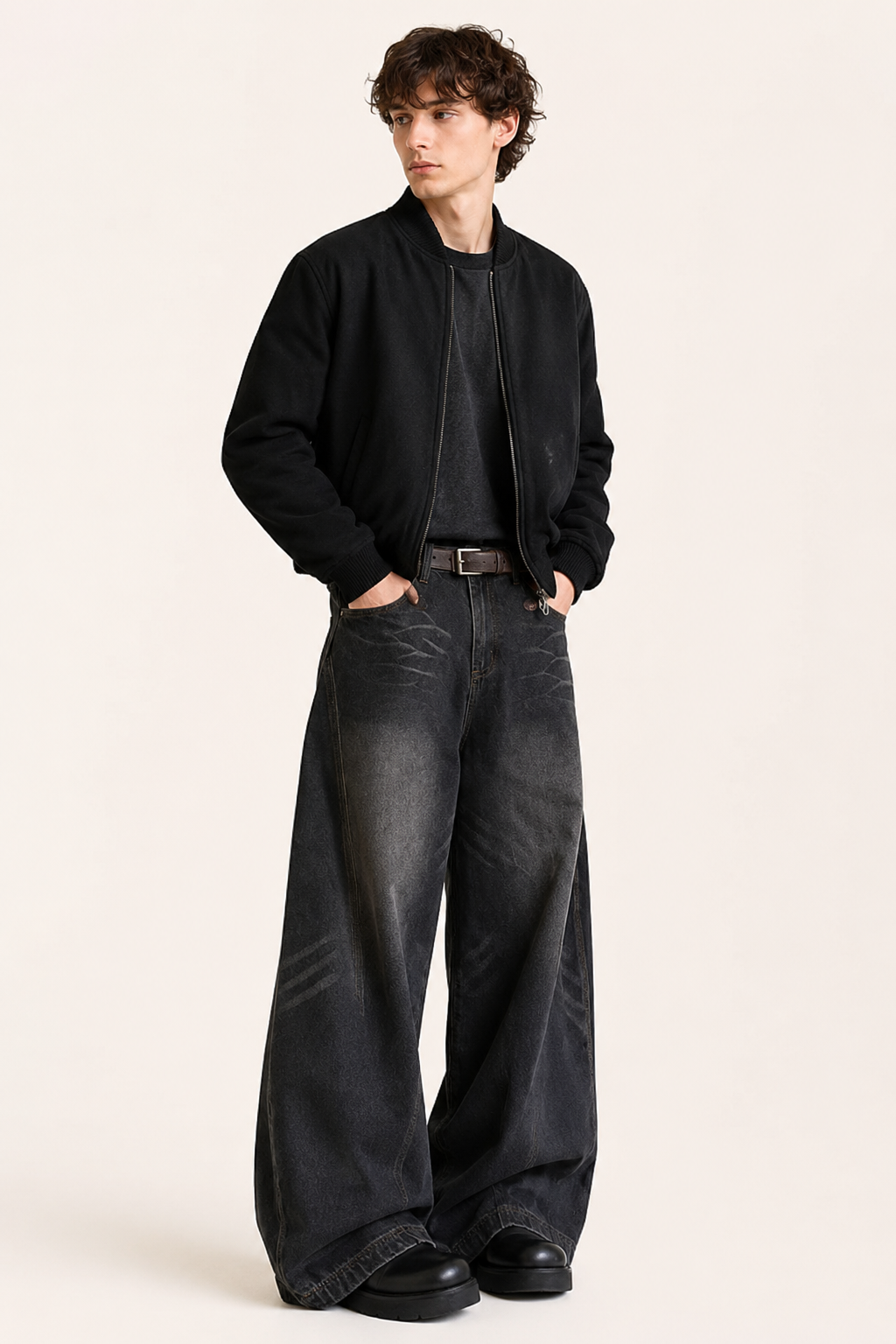 Baggy herenjeans met extra wijde pijpen en een versleten waseffect - Anselm