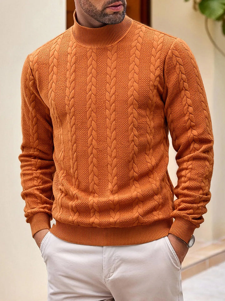 Gebreide herentrui met hoge hals - Leif