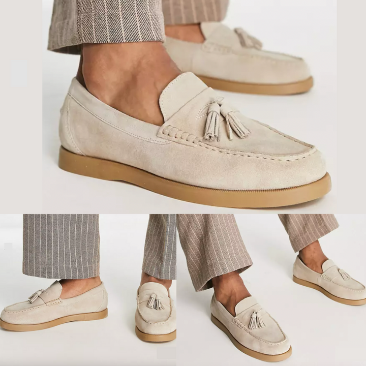 Neron - Beige leren loafers voor heren