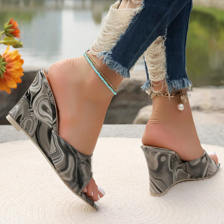 Abstract leren sleehak - Mitzi