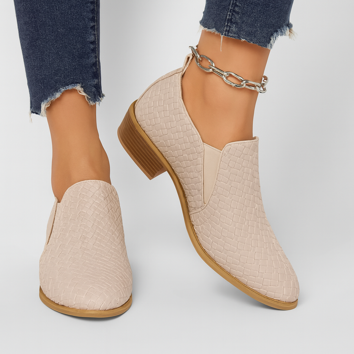 Vrouwelijke vegan oxford schoenen met geometrisch reliëf - Marcy