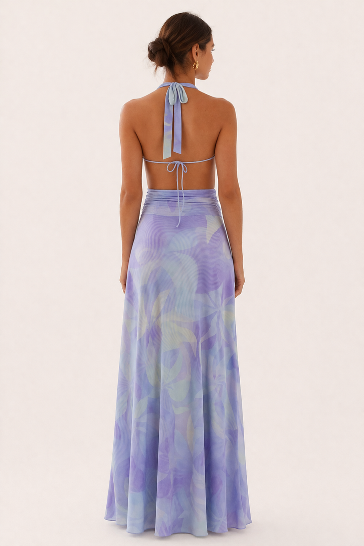 Halter lange jurk met halslijn voor dames - Livia