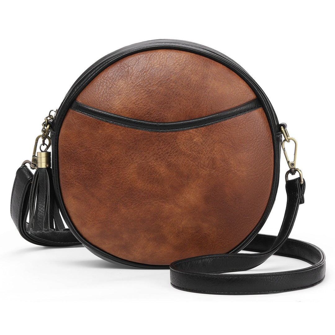 Schoudertas voor dames met rond ontwerp met vintageleereffect - Noelia