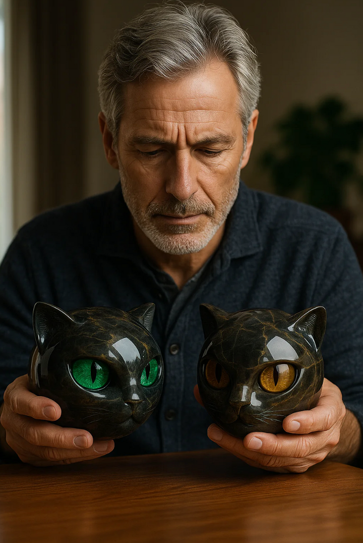 Œil d'Élina - Mystieke katachtige sculptuur in gepolijst marmer