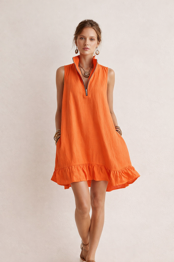 Korte mouwloze damesjurk met ritssluiting in zomerse casual stijl - Susanna
