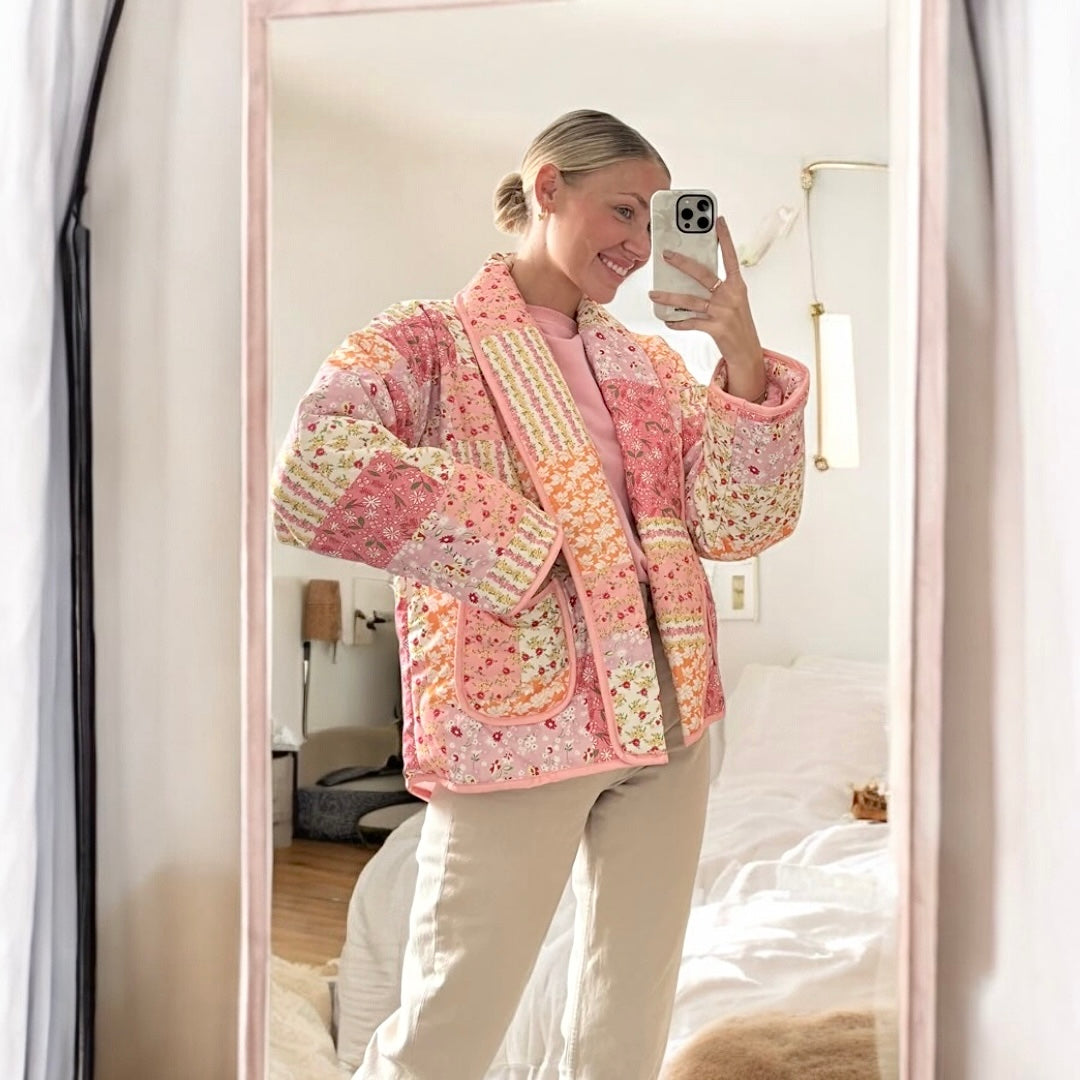 Gewatteerd damesjack met bloemen - Eirlys