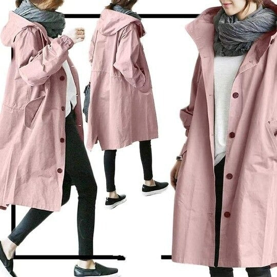 Dames trenchcoat oversized met lichte capuchon - Simona