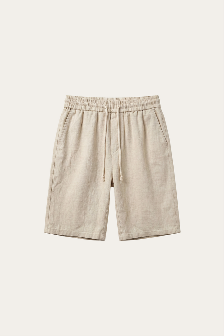 Linnen korte broek met elastische tailleband en koord voor heren - Lecce